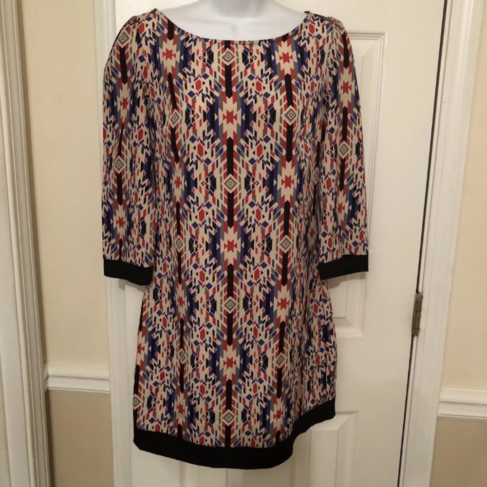 Maude Multicolor Geometric Long Sleeve Dress